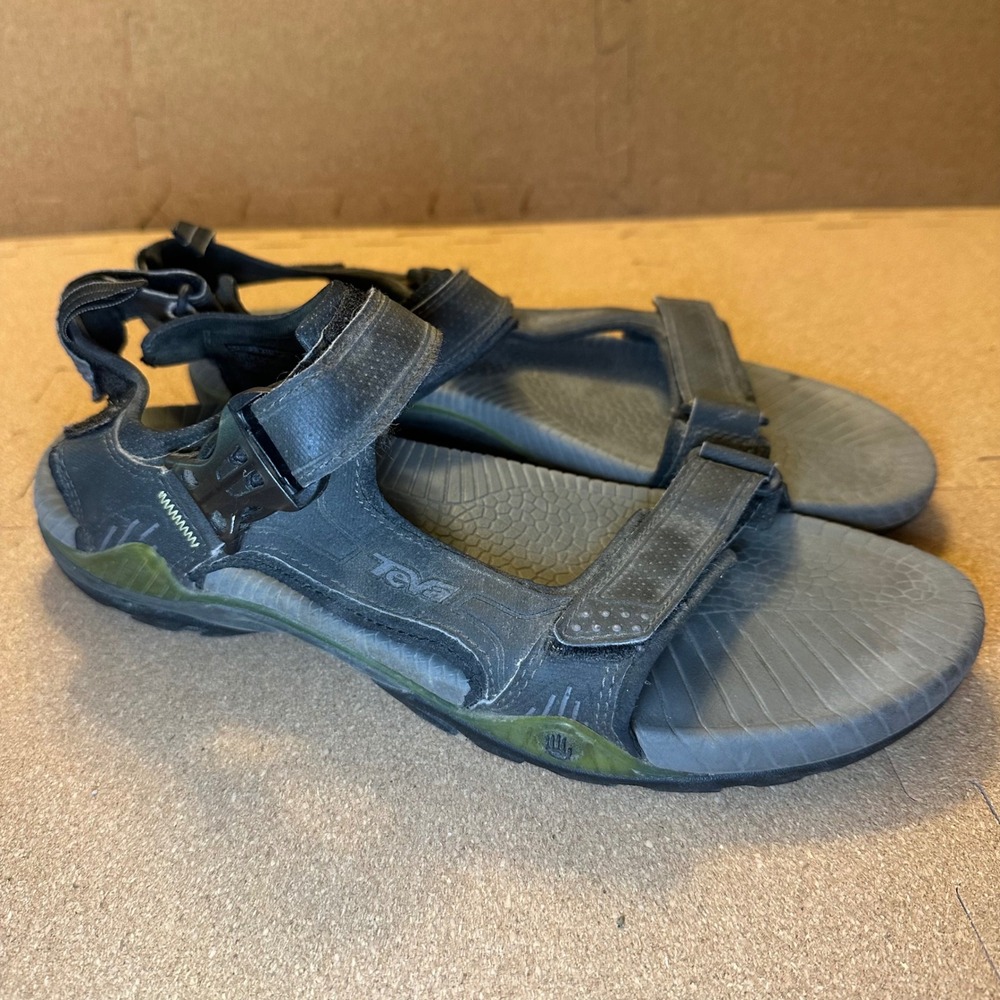 Teva Tanza Mens Sport Sandals Black Grey Size 10 Hiking Water Shoes 4155